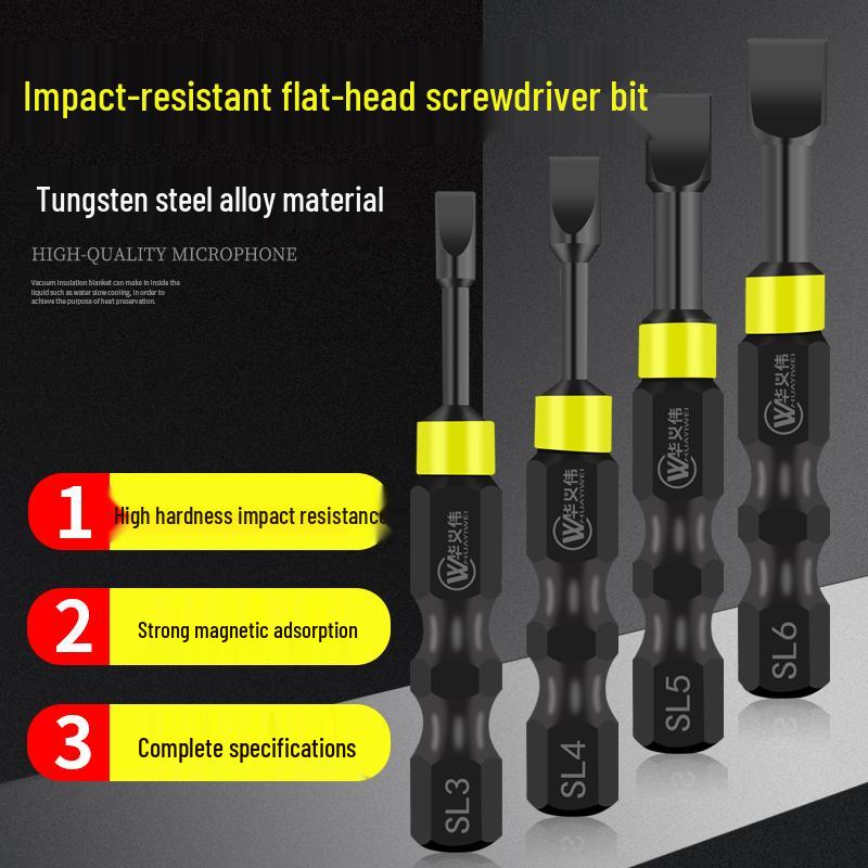 Impact-Resistant Slotted Drill & Screwdriver Bit for Electric and Pneumatic Tools