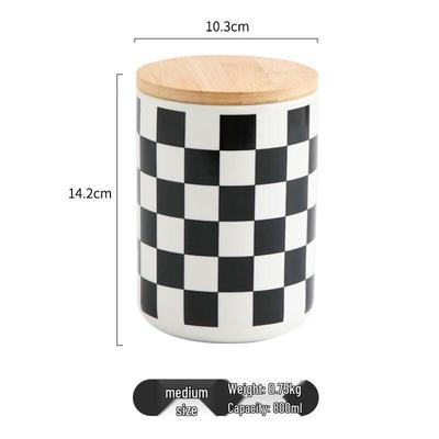Ru Han Square Grid Ceramic Airtight Storage Jar