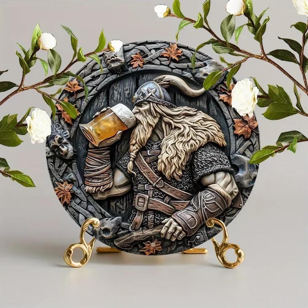 Viking Warrior Aluminum Sign Durable 2D Effect Metal Wall Art for Home Garden Bedroom Garage Decor Perfect Gift for Viking Fans