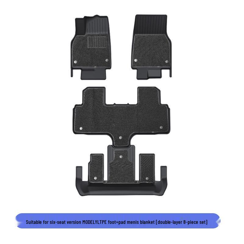 Tesla Model Y 6-Seat Floor Mats - Full Coverage TPE Pineapple Carpet Surface