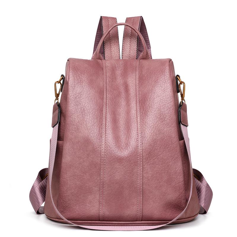 High-End Spring/Summer Women's Soft Leather Double Shoulder Bag - Large Capacity Retro Backpack