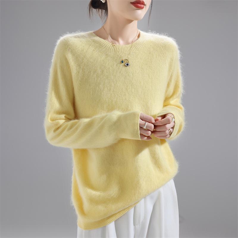 2025 Fashion Women's Round Neck Wool Sweater: Versatile Loose-Fit Knit Base Layer