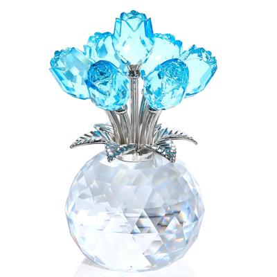 Wedding K9 Crystal Light Blue Rose Gift for Fadeless Rose Rose Birthday Wedding Day Gift for Mother Women, Bouquet, Decoration, Gift, Gift,