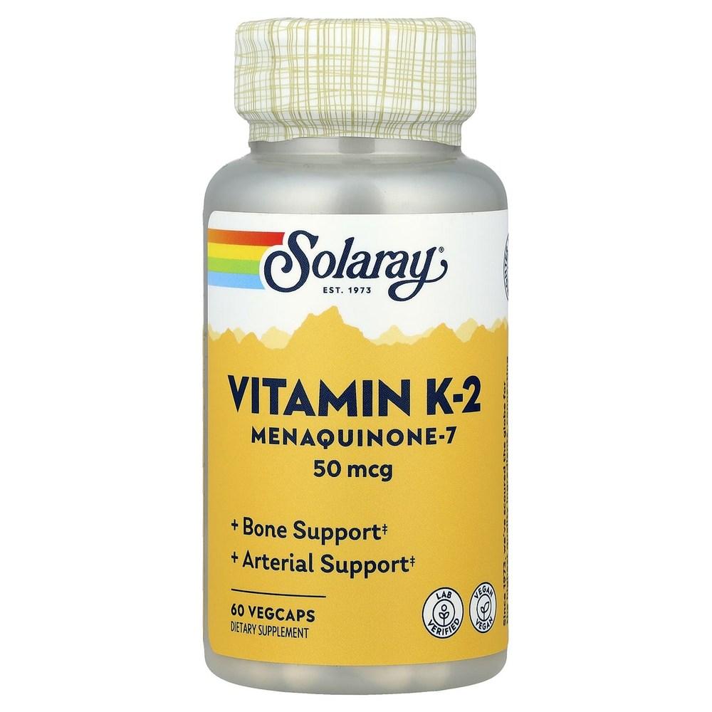 Solaray Vitamin K-2 Menaquinone-7 50mcg Veg Capsules 60 Tablets 4 Pcs