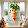 Cute Playful Easter Door Banner Rabbit Hugging Carrot Door Hanger Country-style Home Festive Door Curtain Decoration