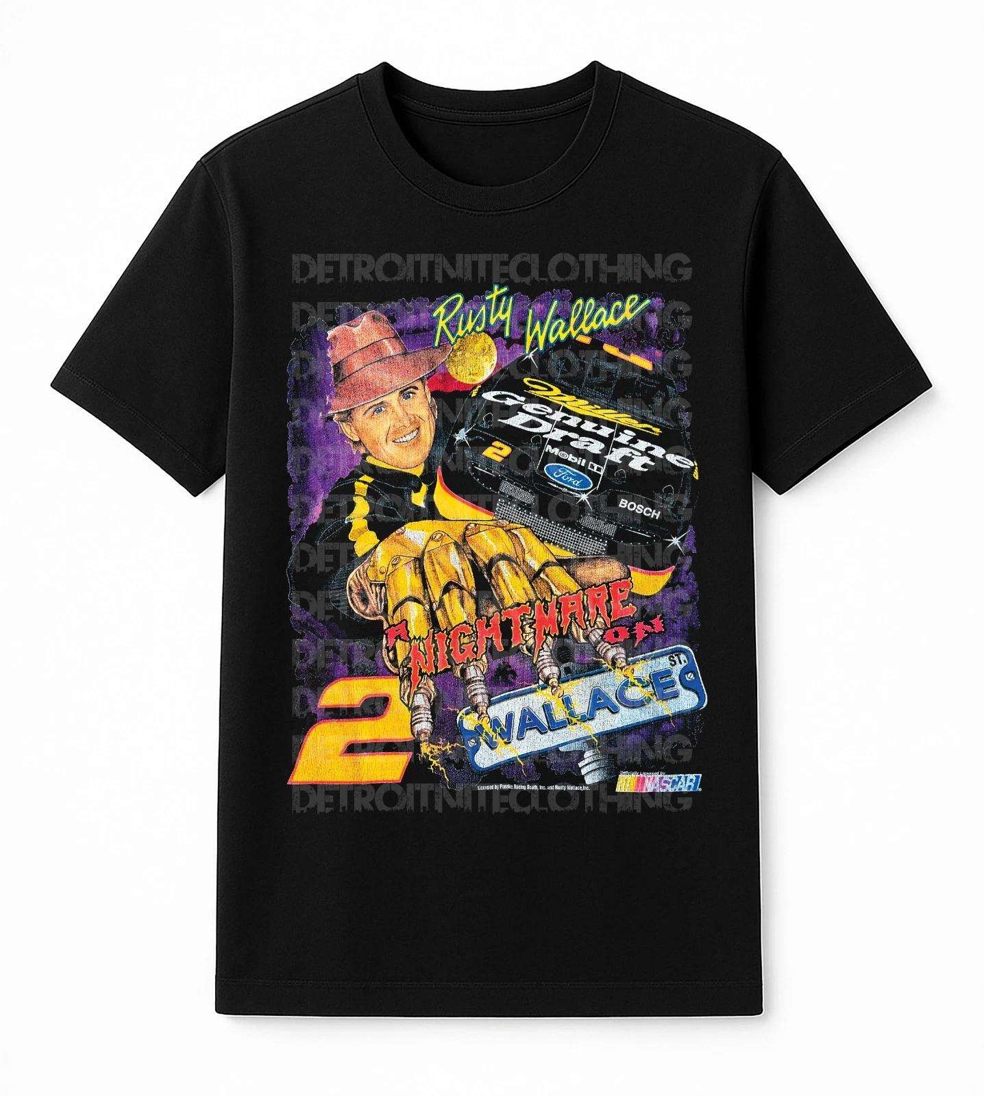 Nightmare on Wallace St. NASCAR Retro Reprint Graphic T-Shirt  Rusty Wallace S