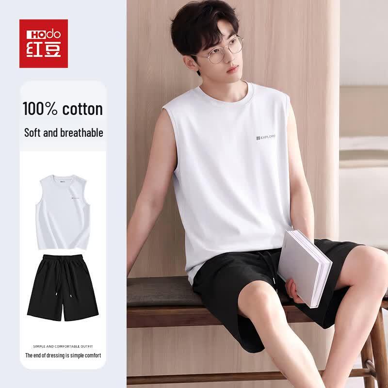 Hodo Herren Sommer Baumwolle Ärmelloses Loungewear Set