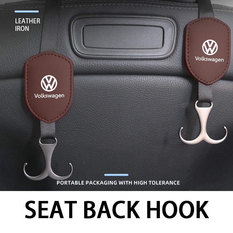 CUP1 Leather Multifunction Car Seat Headrest Hook Logo Hanger Hook For Volkswagen VW Polo Jetta Sagitar Magotan Passat B5 B6 B7 CC