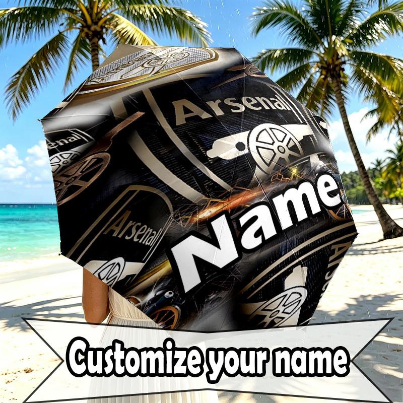 Custom Name Personalized football team Print Umbrella, Auto Open Close, 8‑Rib Sturdy Frame, Commute Camping Hiking Use, Birthday Gift
