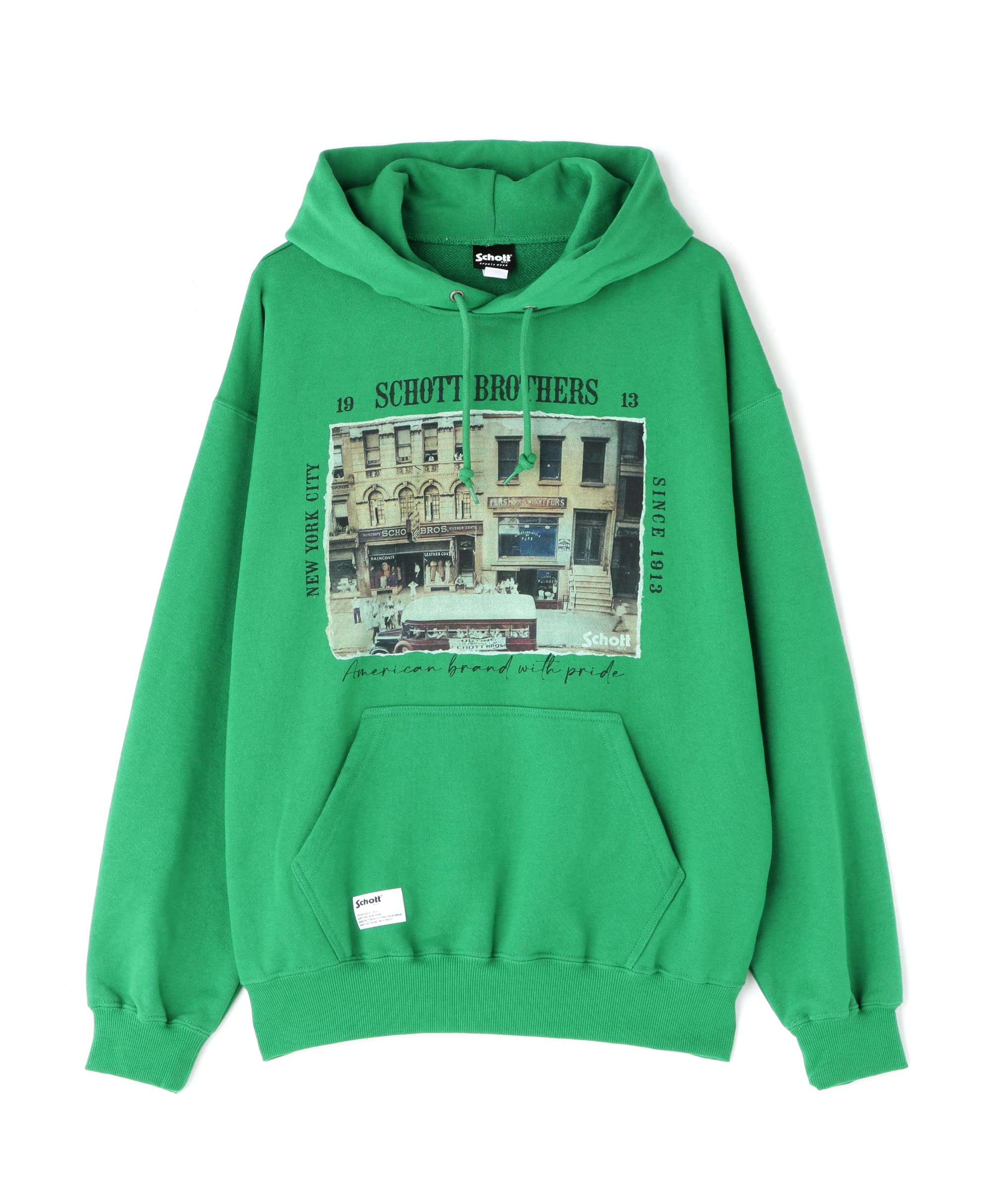 

Schott NYC PHOTO Hooded Sweatshirt, Size 2XL, Green, 782-3131002