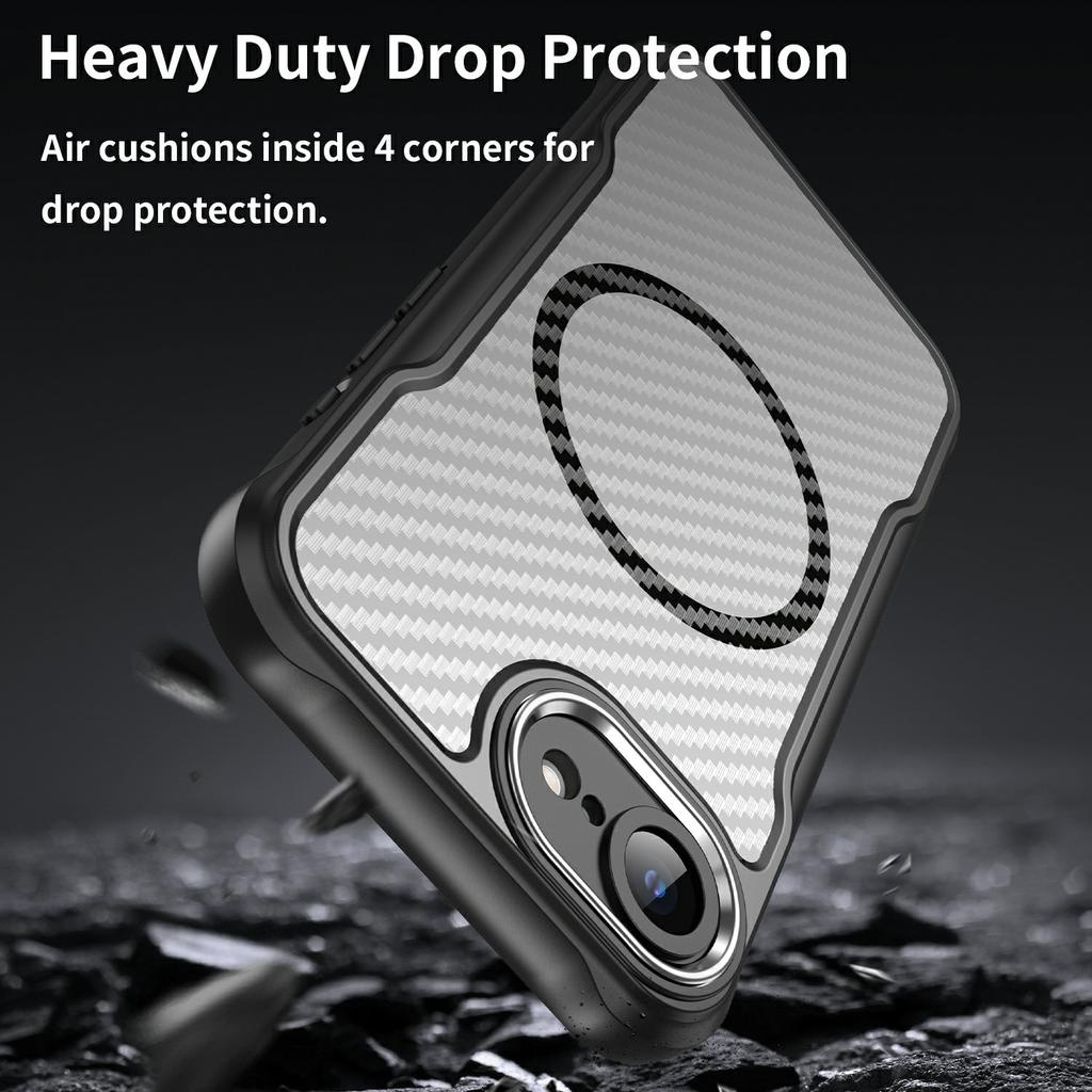 For iPhone 16e Case Compatible with MagSafe Hybrid Phone Cover Carbon Fiber