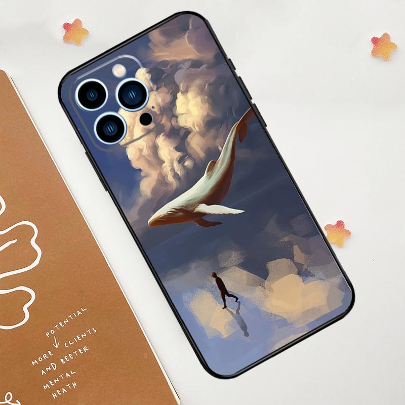 Flying Whale Magical Phone Case For iPhone 17 Pro Max 11 14 15 16 Pro Max 12 13 Mini 16 Plus 16e 17 Air Funda