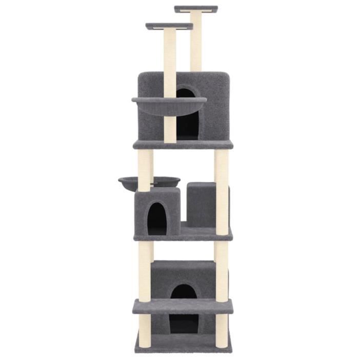171602 vidaXL Cat Tree with Sisal Scratching Posts Dark Grey 180 Cm