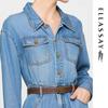 ELLASSAY Women's Lyocell Denim Waist-Cinching Long Sleeve Dress