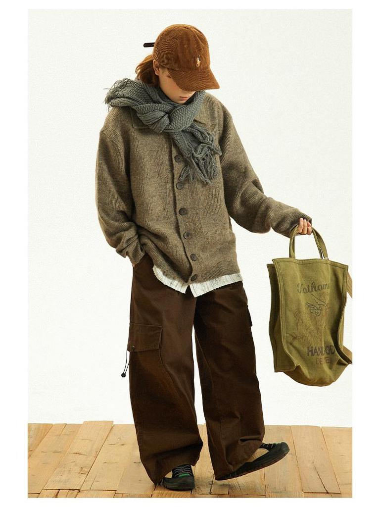 Unisex Japanese Knit Cardigan Jacket for Autumn/Winter - Heavyweight, Versatile, Loose Style