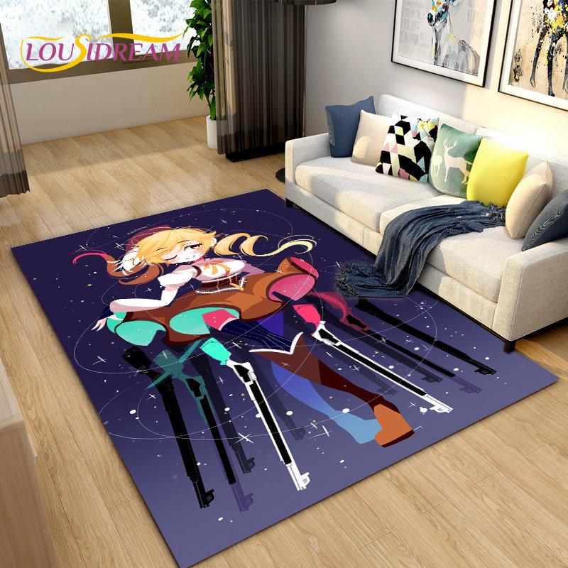 Puella Magi Madoka Magica Cartoon Area Rug,Carpet Rug for Living Room Bedroom Sofa Doormat Decoration, Kids Non-slip Floor Mat