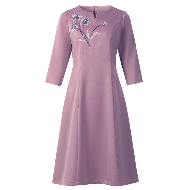 Elegante Vestido Qipao de Otoño 2023 para Madres Jóvenes - Atuendo Formal para Banquete de Boda de suegra