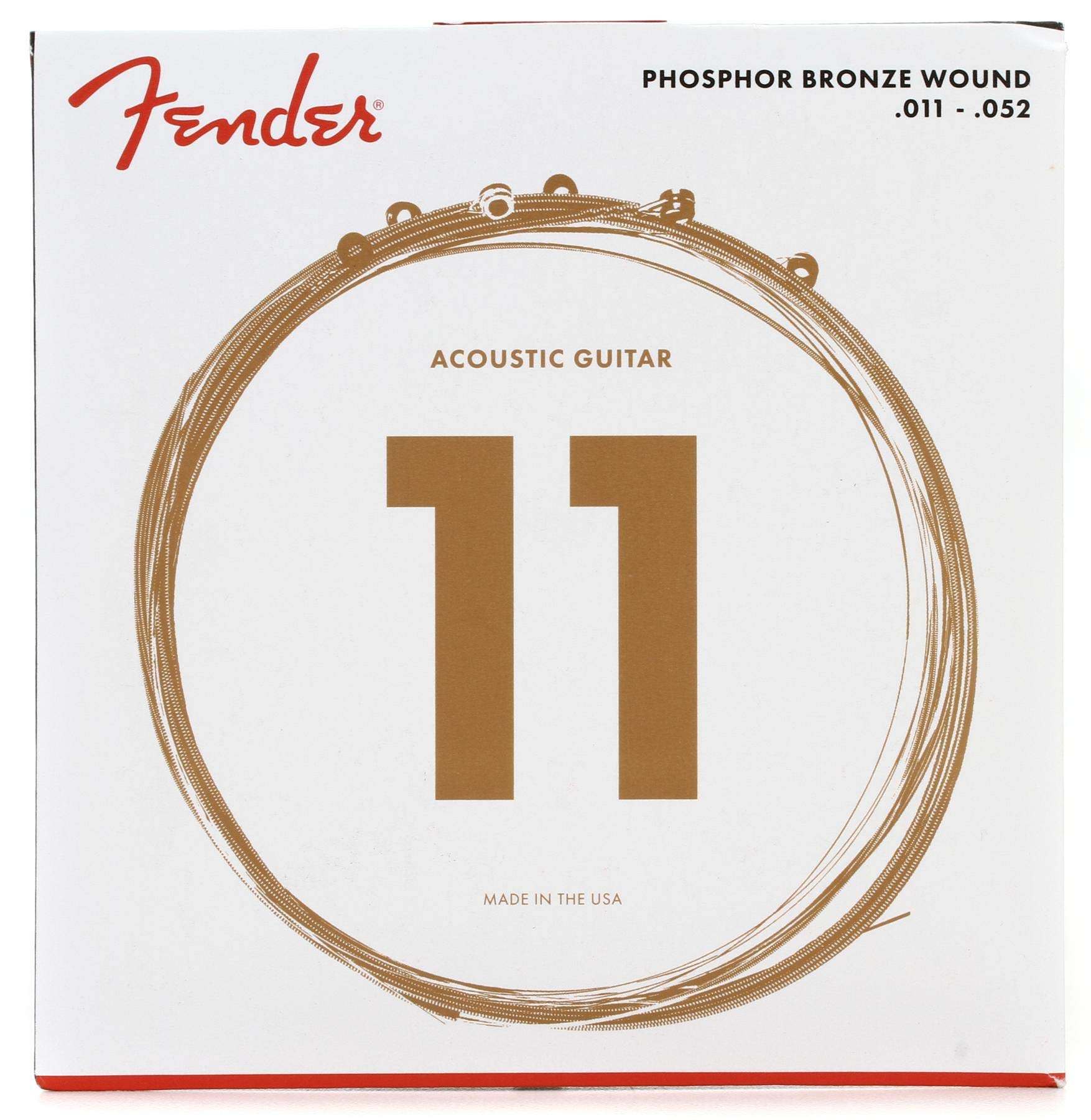 

Fender Acoustic Guitar Strings Phosphor Bronze Acoustic Guitar Ball 60CL Custom Light Strings, End, .011-.052