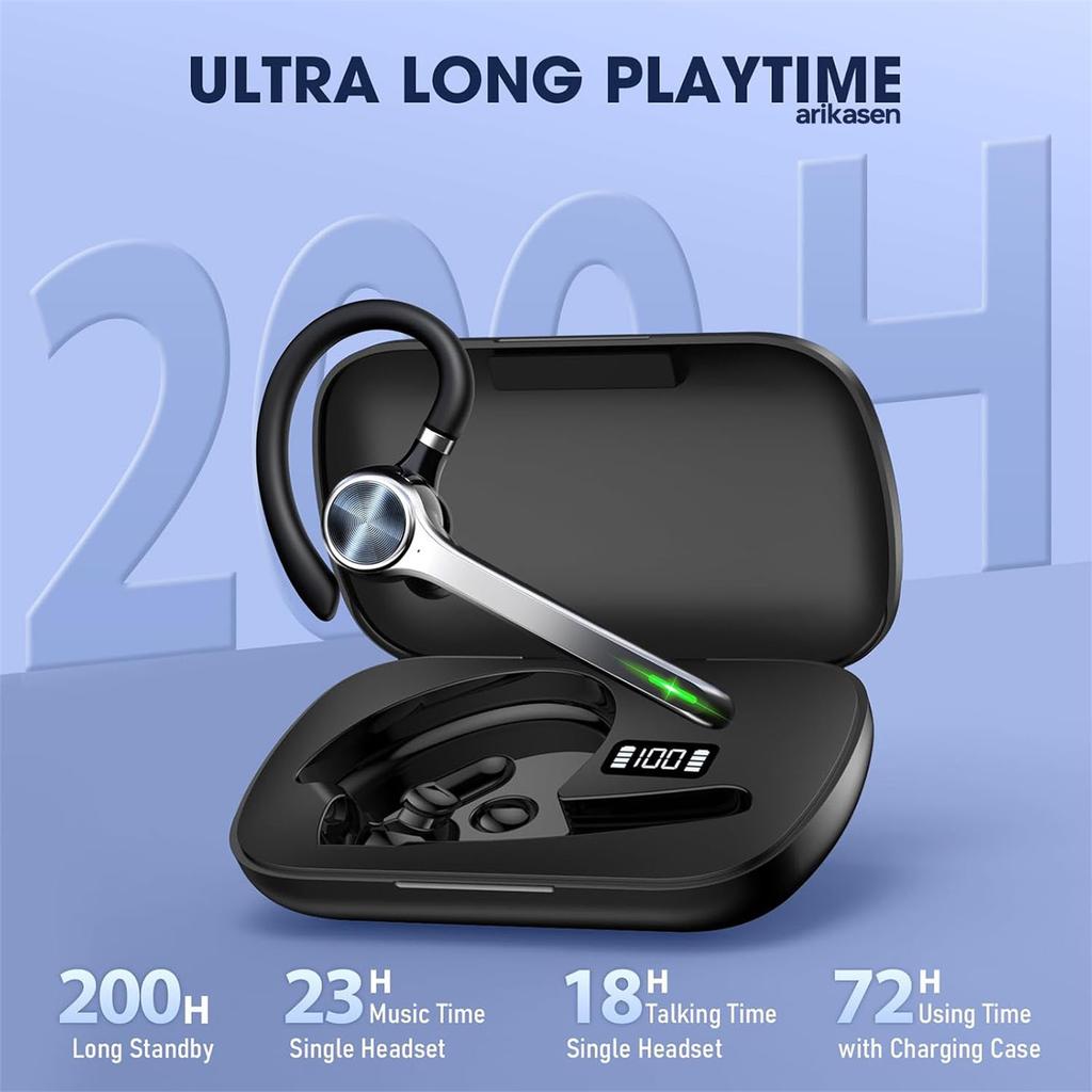 Wireless Headsets Single-Ear Bluetooth 5.4 Heaphones with Noise-Canceling Mic and USB Dongle Wireless Earpiece for Computer Android iOS Earphones 