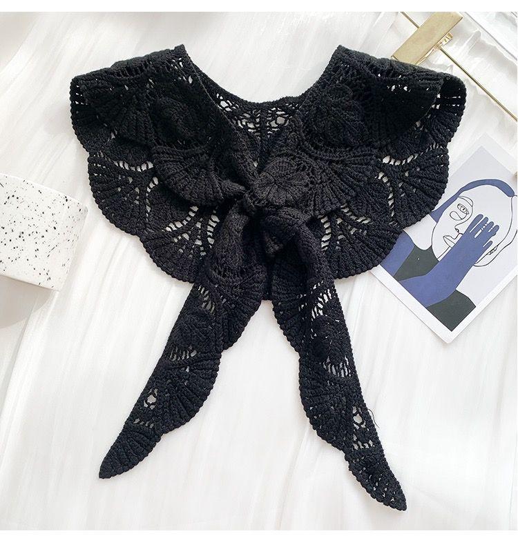 Summer Outer Lace Crochet Fake Collar Sweet Solid Color Decorative Versatile Thin Shawl Female Foreign Style Hollow Cloud Shoulder