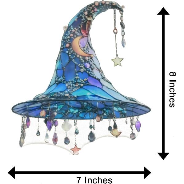 Vrogadso Witch Hat Window Hanging Sun Catcher, Moonlight Design, Decorative Ornament