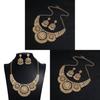Ethnischer Stil Schmuck Halskette und Ohrring Set Mit Hohlblumenmuster Metallisches Finish Für Damen und Herren