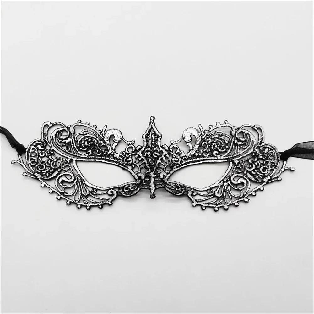 Damen Sexy Durchbrochene Spitze Maskenball Gesichtsmaske mit Band Prinzessinnenparty Mardi Gras Cosplay Abschlussball Requisiten Kostüm Nachtclub Augenmaske