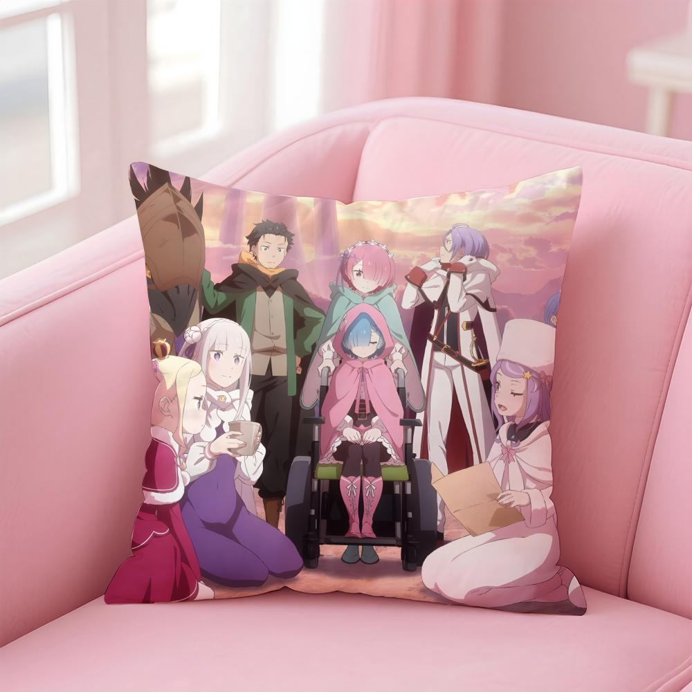 Emotionally R-Rezero Starting Life In Another Worlds Cushion Cover Pillow Case Soft Friendly Fabric & Concealed Zipper
