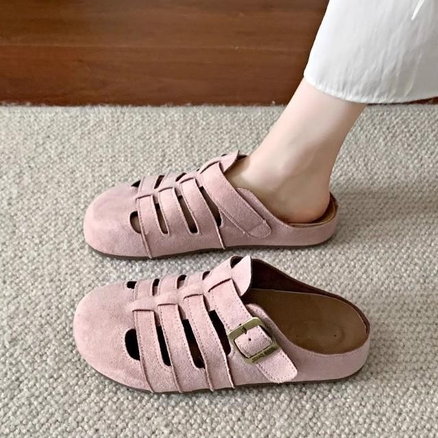 Retro women's versatile new spring and summer outer wear one pedal lazy hollow bag head half slippers
