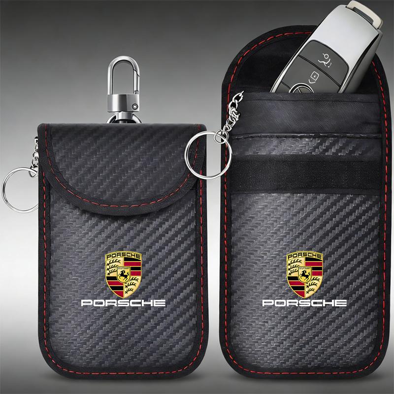 Car Key Case Signal Blocker Bag Shielding Pocket For Porsche Panamera Cayenne Taycan 911 718 Macan Carrera-GT 928 944 968