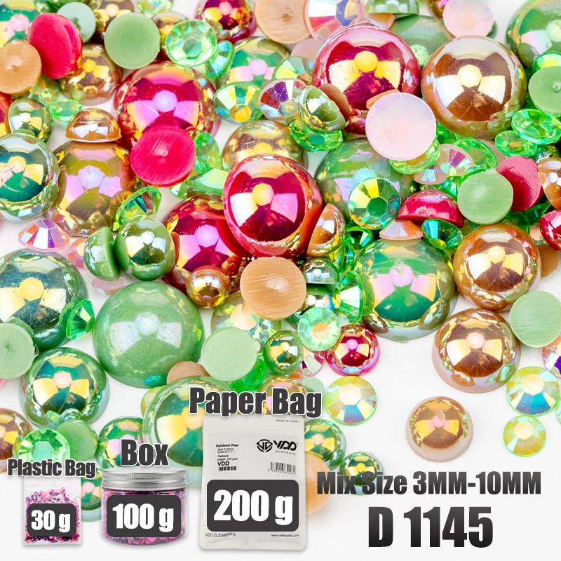 VDD 30/60/100/200g Mix Size ABS Half Round Pearls Flatback Beads Color Resin Rhinestone Crafts Nail Art DIY Decoration