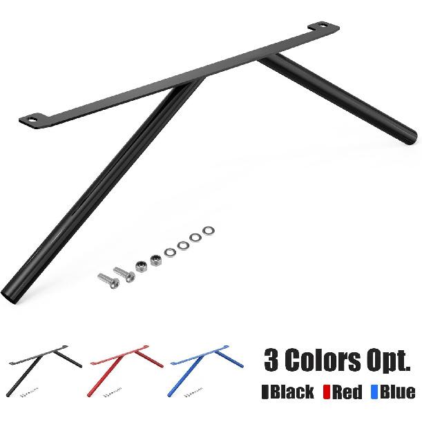 Bevinsee Front Grille V Cover Braces Kidney Struts Rods Tuning Bar Compatible with BMW E46 323i 325i 328i 330i 1999-2006, High-Strength Steel, Black