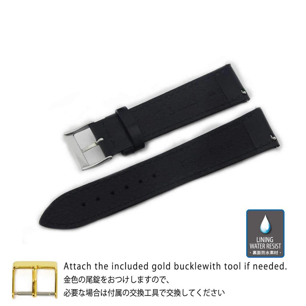 CASSIS Calfskin Watch Waterproof REIMS with Replacement U10257A1019020 Strap, Backing, Series, 20mm, Black, Tool,