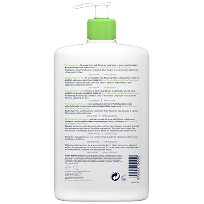CeraVe Hydrating Facial Cleanser Gel with Ceramides and Hyaluronic Acid for Normal To Dry Skin, 976 Ml