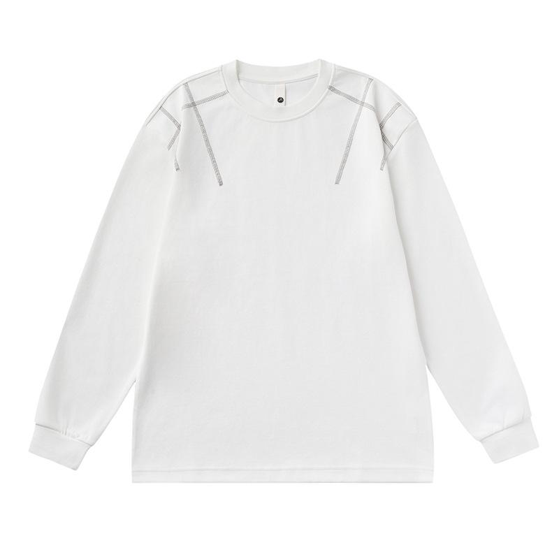 Mu Qiu Menswear | 2026 Spring Trend: Men's Loose Fit Round Neck Long Sleeve T-Shirt with Contrast Stitching
