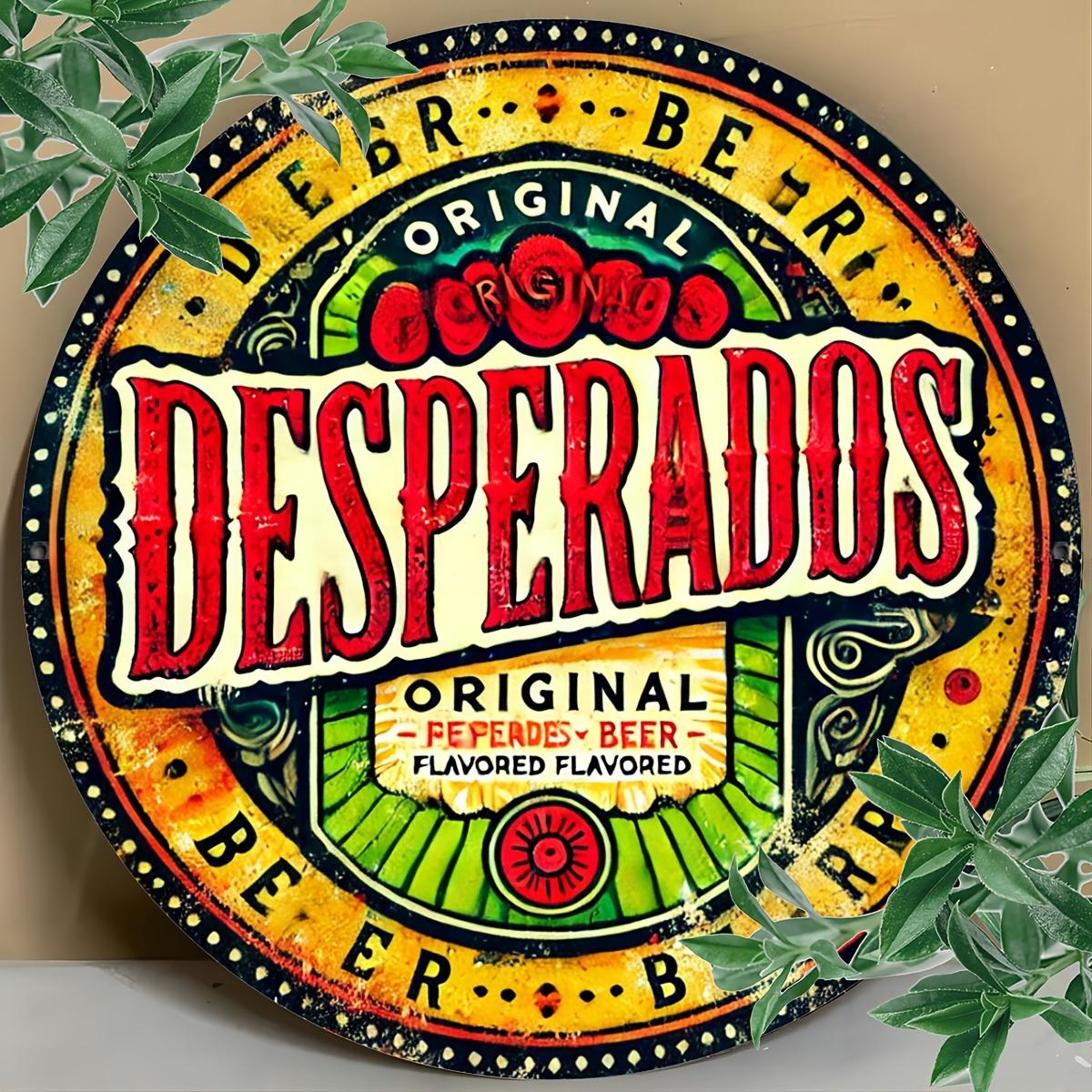 

Desperados Beer Sign. 8 round aluminum art with floral design for bar, cafe or garage.