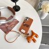 TPU Faux Leather Phone Case with Hand Strap & Puppy Pendant for iPhone 16 Pro Max, 15, & 14 Women's