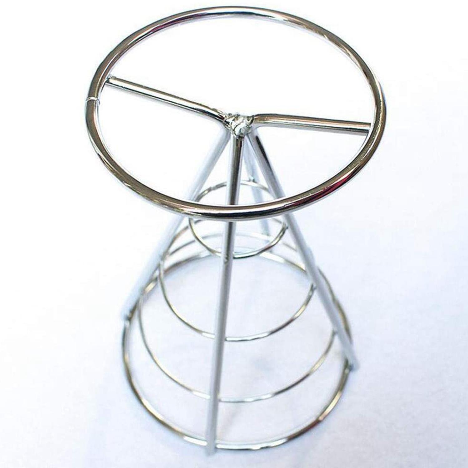 Practical-2Pcs French Fries Stand Cone Basket Fry Holder With Sauce Dippers Metal Fried Chicken Display Rack Wire Stand серебряный