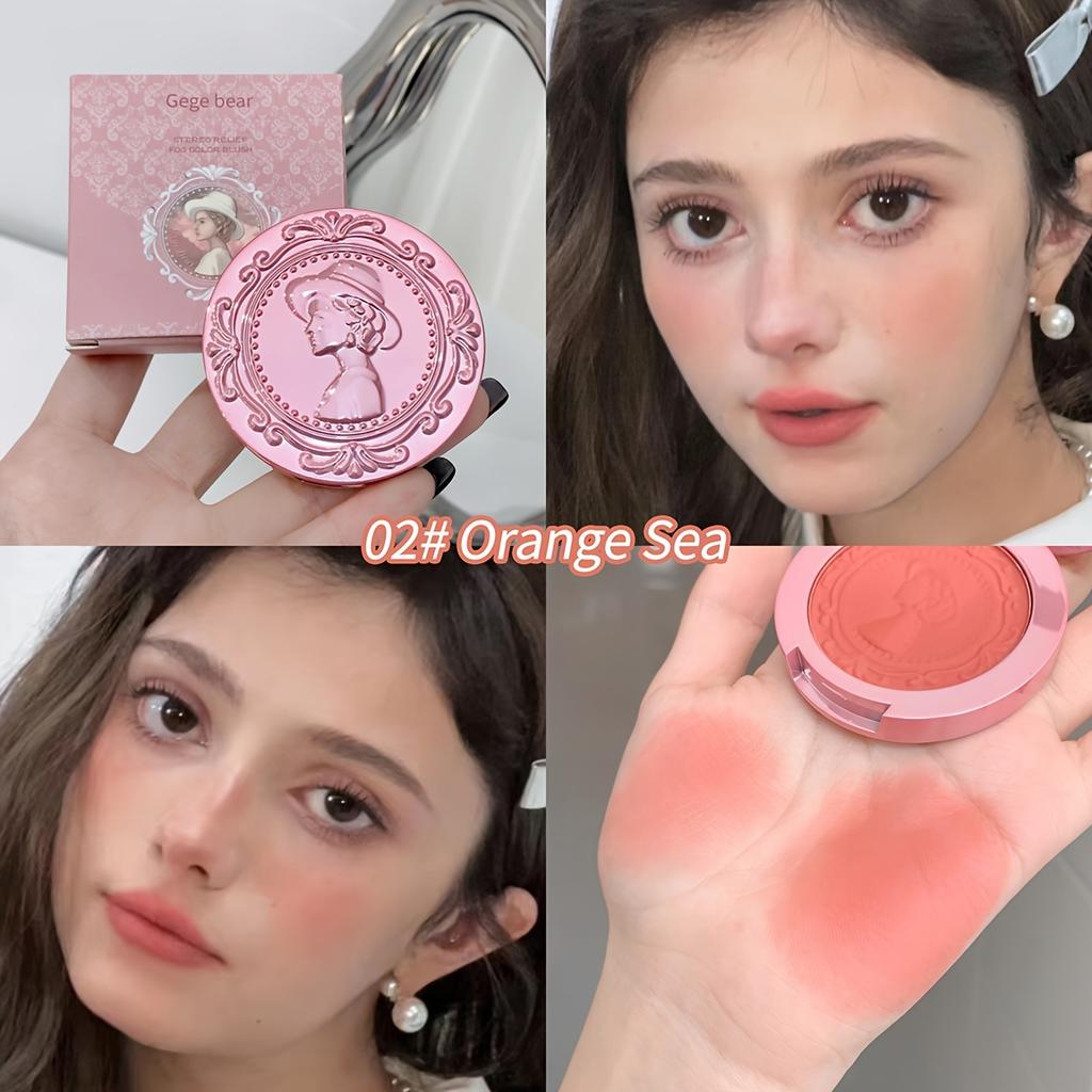 Dimensional 3D Relief Fog Color Powder Blusher Naturally Tender And Delicate Makeup Holding Puff Color Female Rouge Powder Blusher Cream