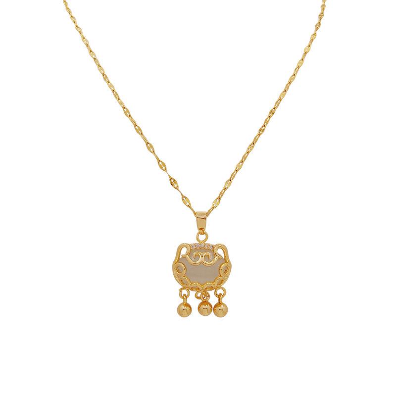Korean Trendy Ruyi Ping An Lock Necklace for Women - Lightweight, Luxury Clavicle Chain Design 2022