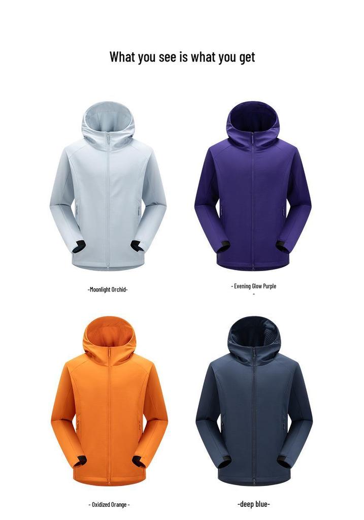 Women's & Men's Lightweight Breathable Windproof Soft Shell Hooded Jacket for Spring/Autumn Hiking & Mountaineering