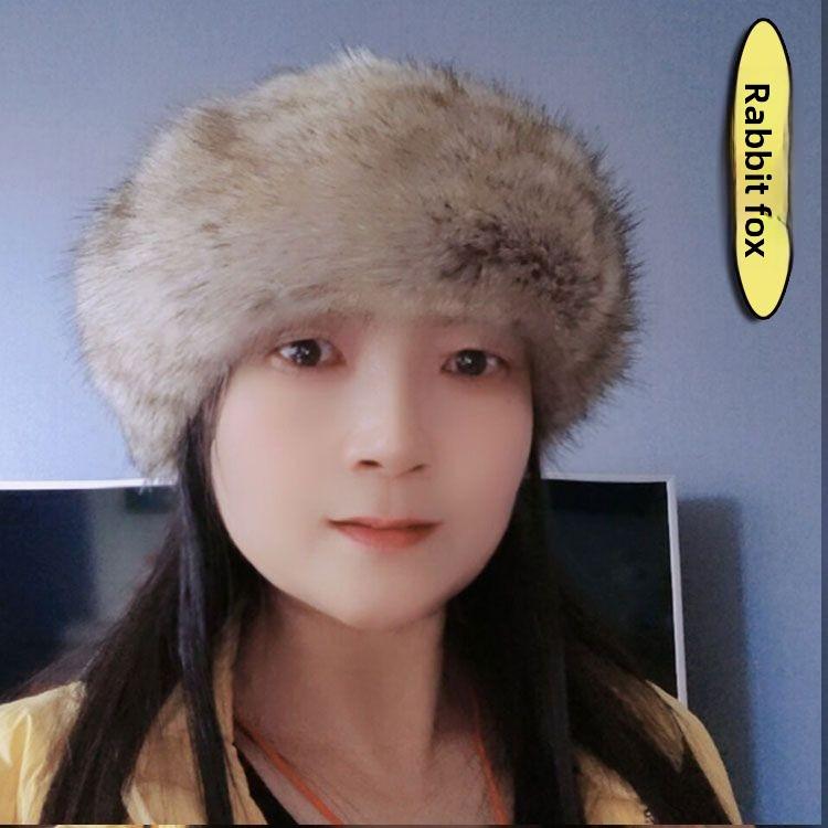 Neuer Hut für großen Kopfumfang, Hochimitat-Fuchsfell, Leerer Schirmmütze, Warm für Herbst und Winter, Pelzmütze, Ring ohne Oberteil, Trendiges Mädchen