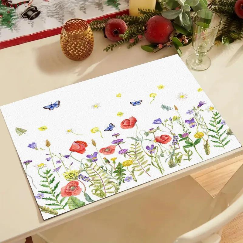 1PC Summer Eucalyptus Placemats for Dining Table Decoration Spring Seasonal Holiday Decoration Vintage Linens Table Mats