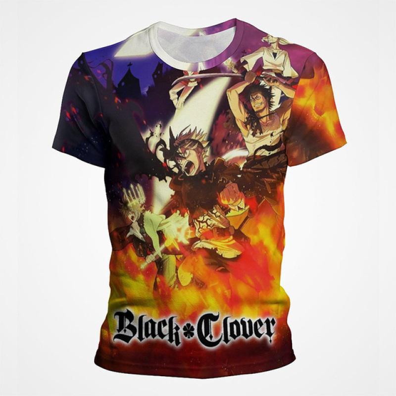 Black Clover Anime 3D Printed Unisex T Shirt Short Sleeve T Shirt For Men Cartoon Graphic Top Tees Otaku Summer Clothing