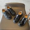 Children's Black Leather School Performance Shoes - Unisex Soft Sole, British Style for Boys and Girls; Ideal for Spring and Autumn.