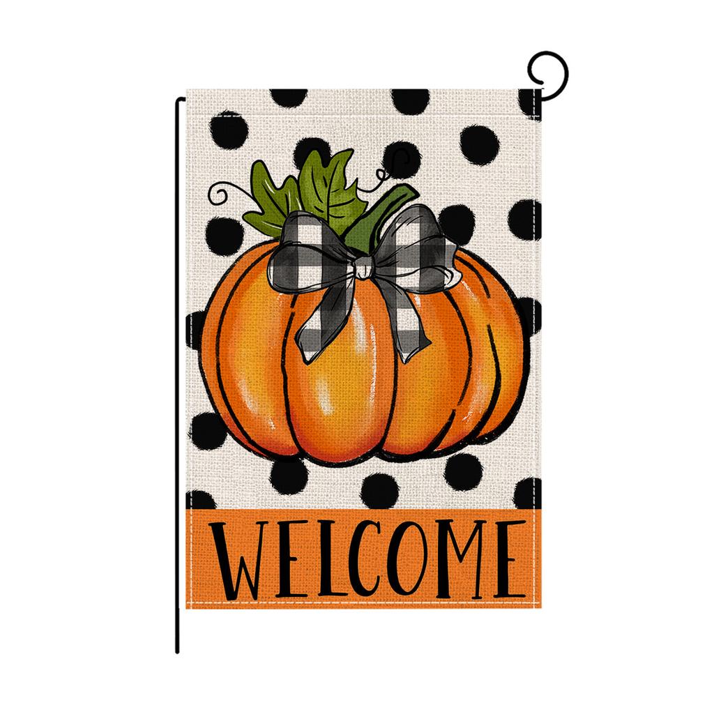 Flax Garden Flag Autumn Pumpkin Double-sided Printed Garden Decoration Small Flag Outdoor Display Flag