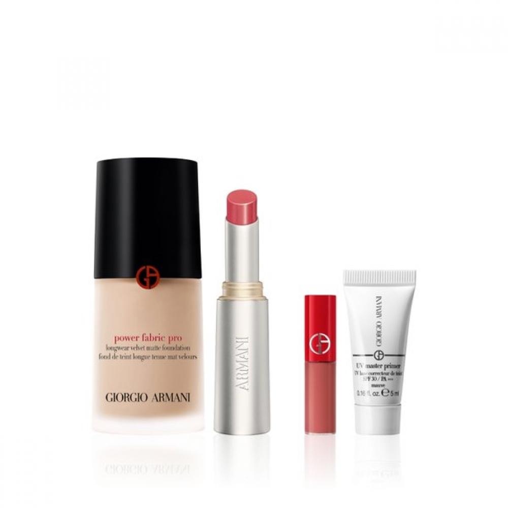 Armani Beauty Power Fabric Pro Foundation   Glow Lip Balm Set No. 1.5/(BEST) No. 32 Sugar