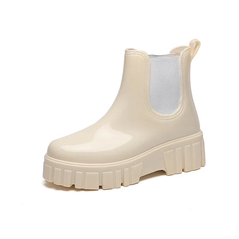 Fashion Platform Rain Boots Women Garden Galoshes Waterproof Rubber Chelsea Boots Female Non-slip Rainshoes Fishing Waders Water Shoes