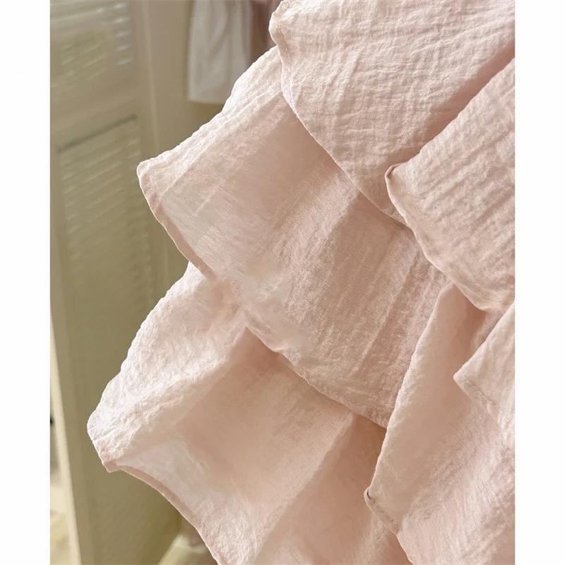 Girls Casual Dresses Summer Children Clothing Sweet Vest Baby Cake Round Collar Fashion Soild Sweet Pink