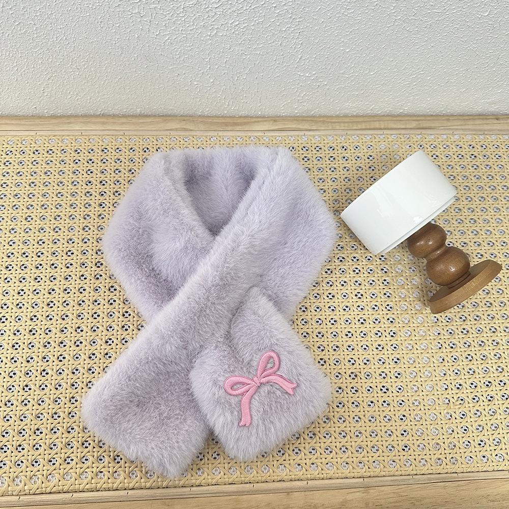 Children's Scarf Embroidered with Butterfly Knots Cute Little Girl Winter and Autumn Thick and Warm Neck Guard Scarf for Babies